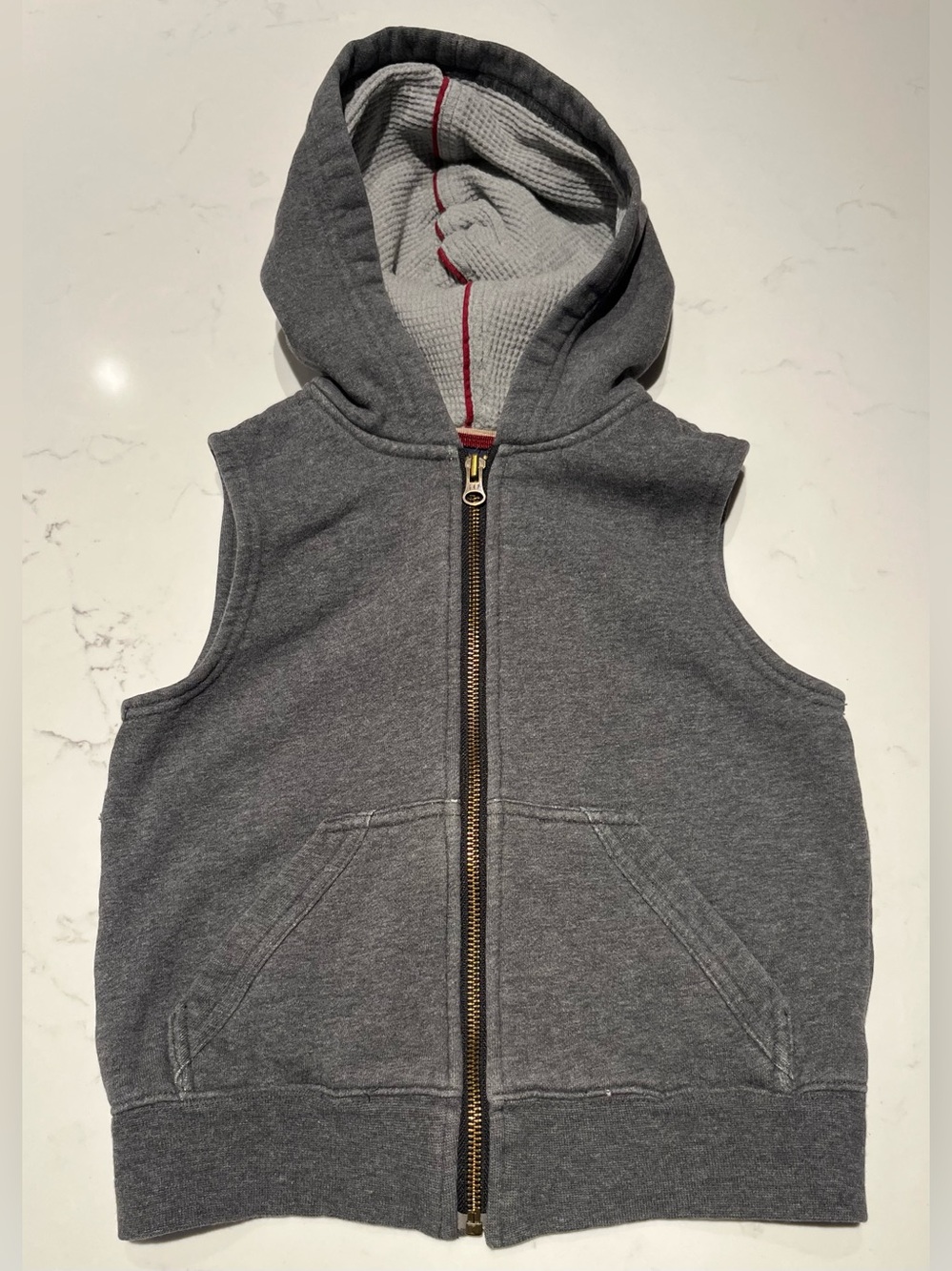 GAP Kids • XS 4-5 • Gray Sleeveless Full Zip Fleeced Lined Hoodie w Hood Lining